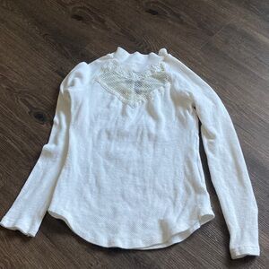 Free People White Long Sleeve Top